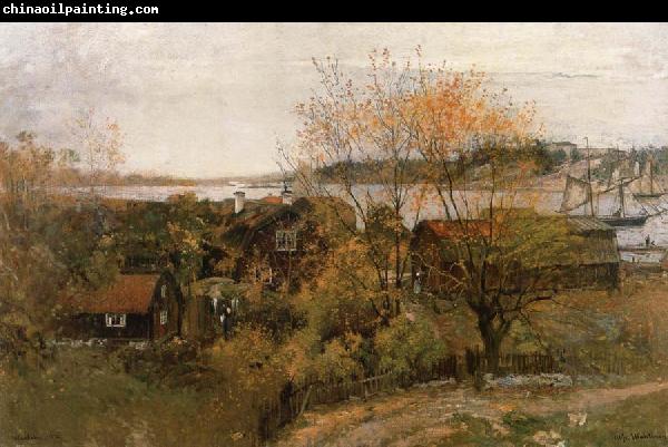 Alfred Wahlberg Landscape stamp Vaxholm