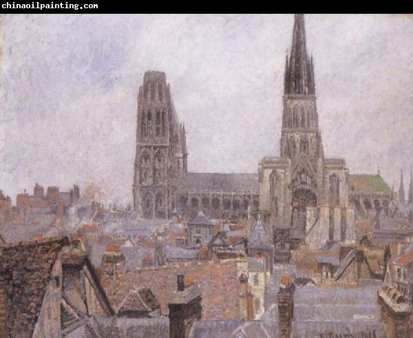 Camille Pissarro The Roofs of Old Rouen,Gray Weather