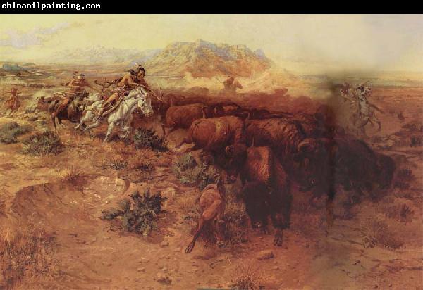 Charles M Russell The Buffalo hunt