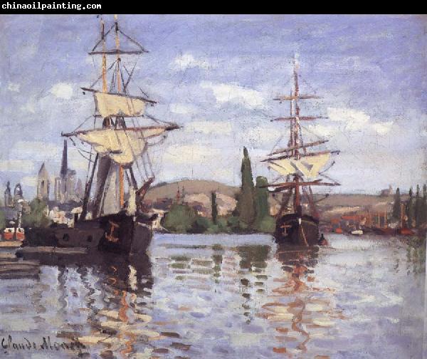 Claude Monet Ships Riding on the Seine at Rouen