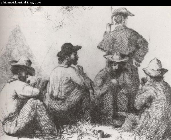 Conrad Wise Chapman Camp Scenes,Five Soldiers