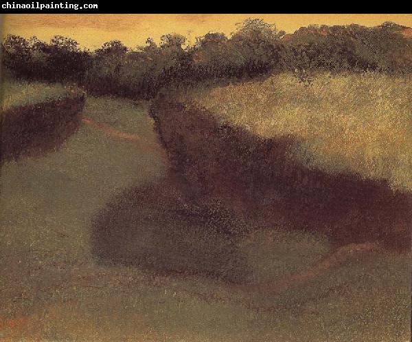 Edgar Degas Cornfield and tree line