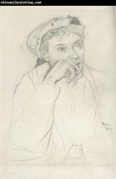 Edgar Degas Study for woman seated Beside a vass of flowers