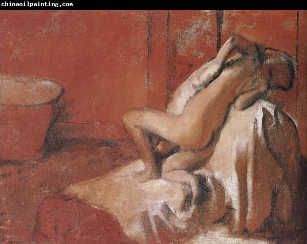 Edgar Degas Lady toweling off her body after bath