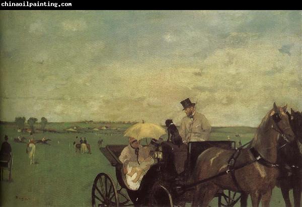 Edgar Degas Carriage on racehorse ground