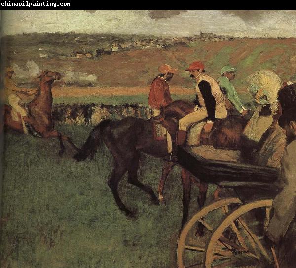 Edgar Degas amateurish caballero on horse-race ground