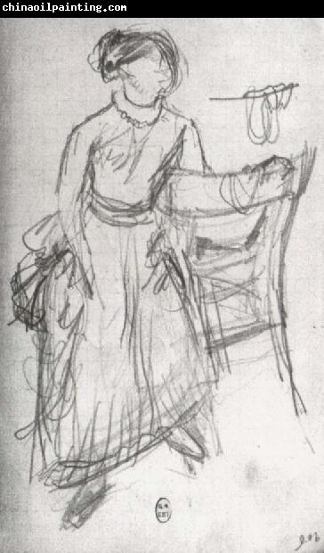 Edgar Degas Study of Helene Rouart sitting on the Arm of a Chair