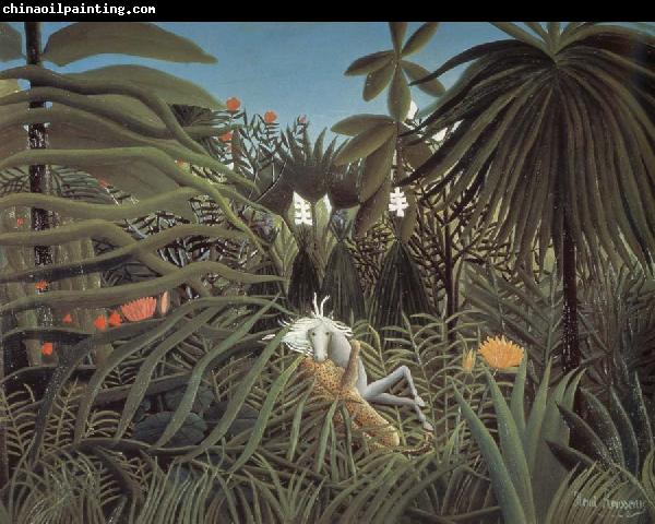 Henri Rousseau catamount attack horse