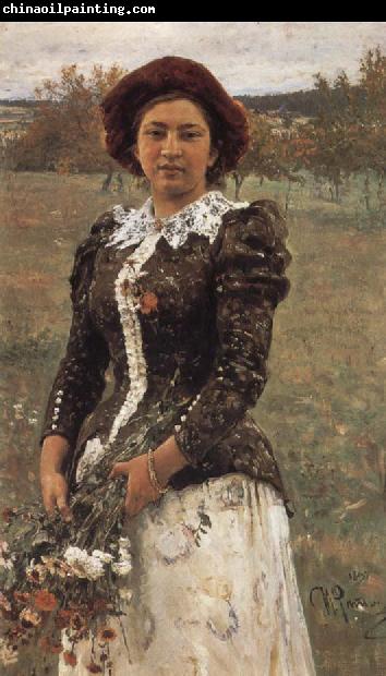 Ilya Repin Autumn Bouquet Portrait of Vera Repina,the Artist-s Daughter