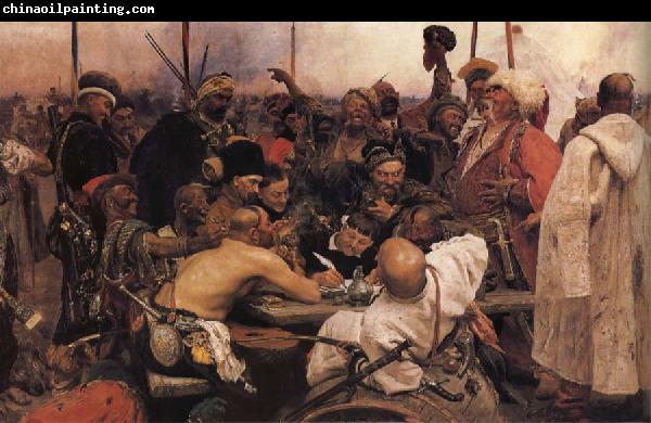 Ilya Repin The Zaporozhyz Cossachs Writting a Letter to the Turkish Sultan