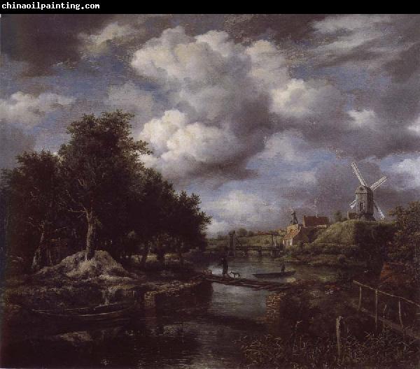 Jacob van Ruisdael Landscape with a windmill  near town Moat