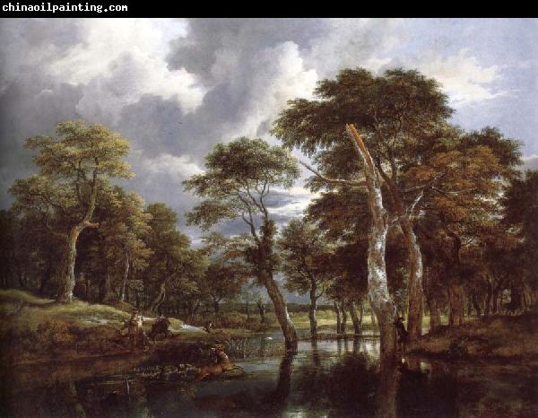 Jacob van Ruisdael Waterfall in a Hilly Wooded Landscape