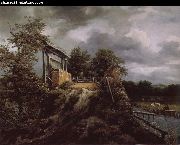 Jacob van Ruisdael Brick Bridge with a Sluice