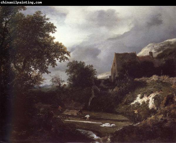 Jacob van Ruisdael Bleaching Ground in a hollow by a cottage