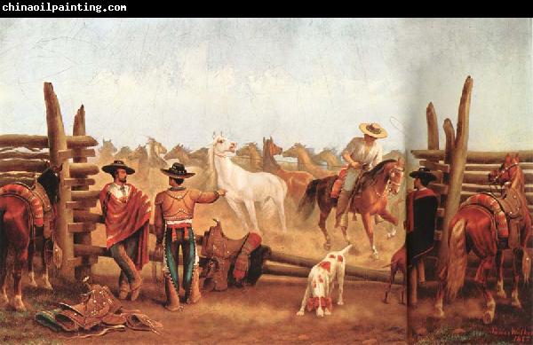 James Walker Vaqueros roping horses in a corral