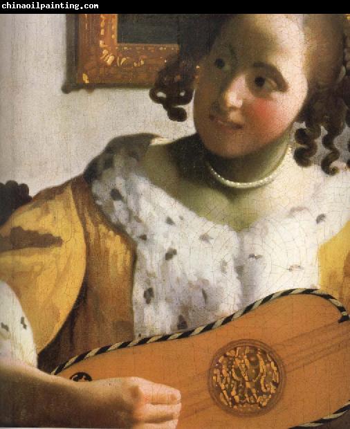 Jan Vermeer Detail of  Woman is playing Guitar