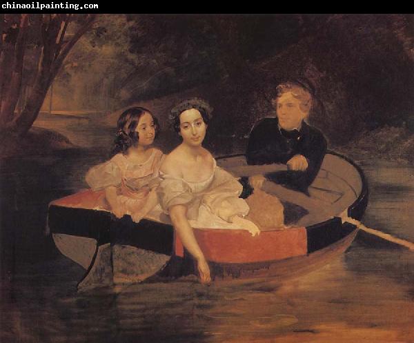 Karl Briullov Portrait of the Artist with Baroness Yekaterina Meller-akomelskaya and her Daughter in a Boat