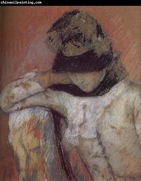 Mary Cassatt The young wearing the hat and looking down