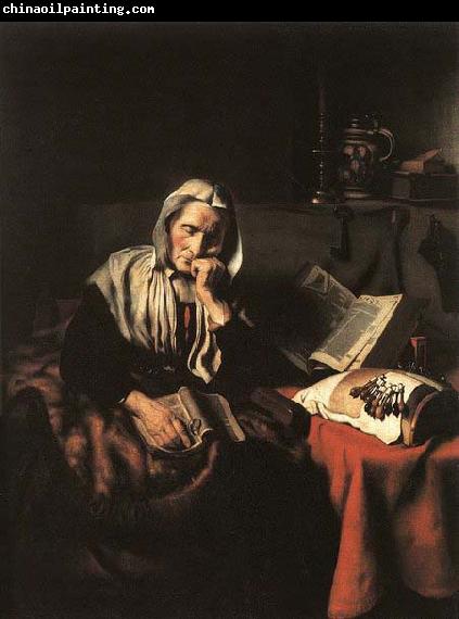 Nicolaes maes Old Woman Dozing