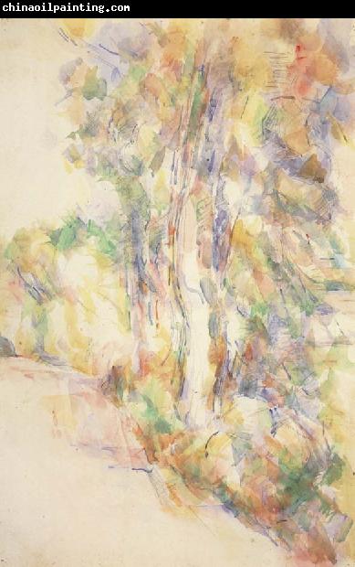 Paul Cezanne Road with trees on a slope