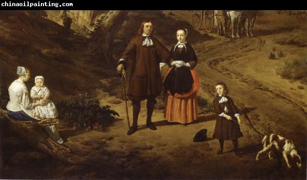 REMBRANDT Harmenszoon van Rijn Portrait of a couple with two children and a Nursemaid in a Landscape