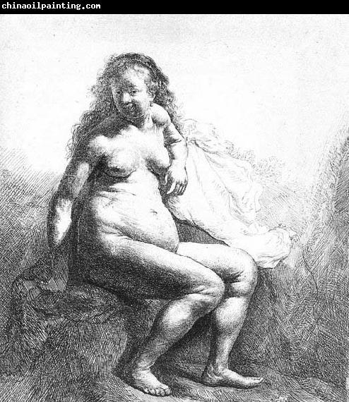 REMBRANDT Harmenszoon van Rijn Seated female nude