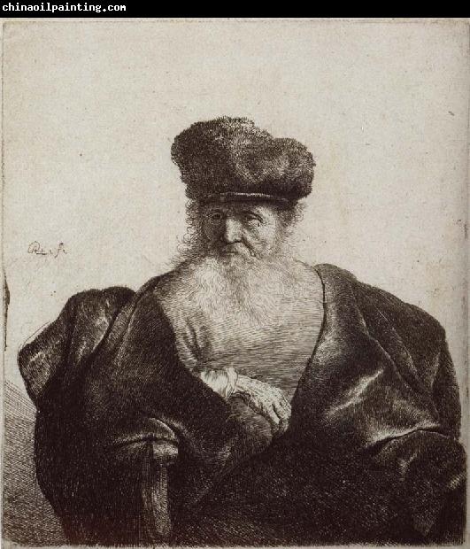 REMBRANDT Harmenszoon van Rijn Old Man with Beard,Fur Cap and Velvet Cloak