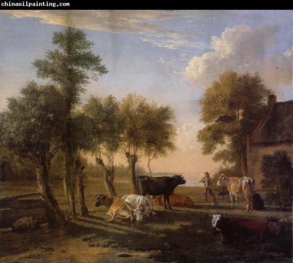 REMBRANDT Harmenszoon van Rijn Cows in the Meadow near a Farm