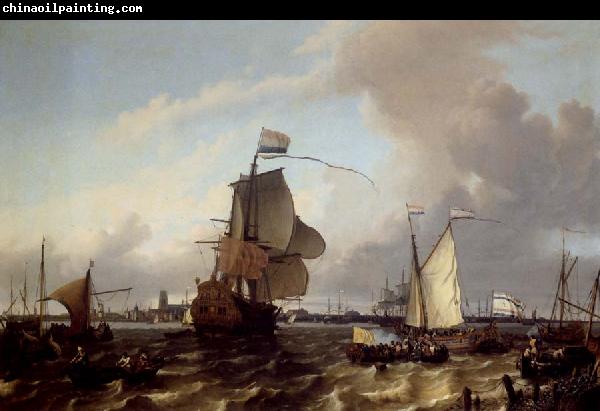 REMBRANDT Harmenszoon van Rijn The Man-of-War Brielle on the Maas near Rotterdam