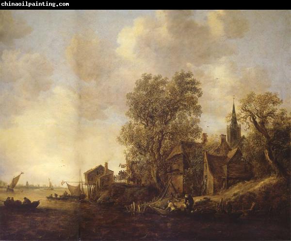 REMBRANDT Harmenszoon van Rijn View of a Town on a River