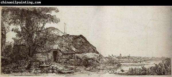 REMBRANDT Harmenszoon van Rijn Landscape with a cottage and a large tree