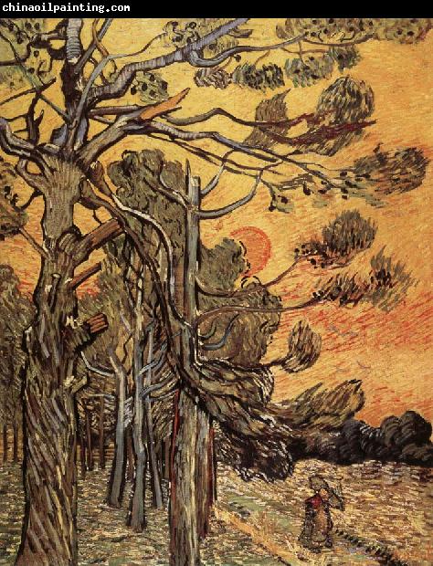 Vincent Van Gogh Pine trees against an evening Sky