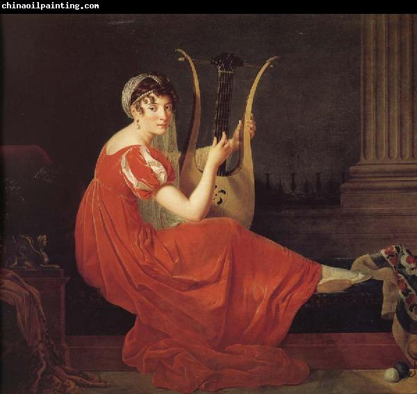 unknow artist Portrait of lady with play harp