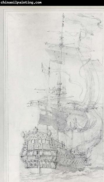 unknow artist Willem motor van they Velde the never am failing answerable ago that utmarkta cartoon abaft of Mordaunt,ett British vessel with 46 cannons