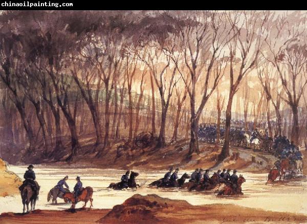 unknow artist Federal Cavalrymen Fording Bull Run