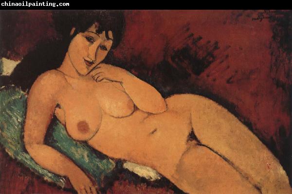 Amedeo Modigliani Nude on a blue cushion