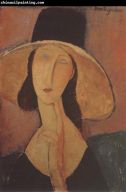 Amedeo Modigliani Portrait of Jeanne hebuterne iwth large hat