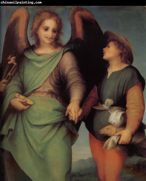 Andrea del Sarto Angel and christ in detail