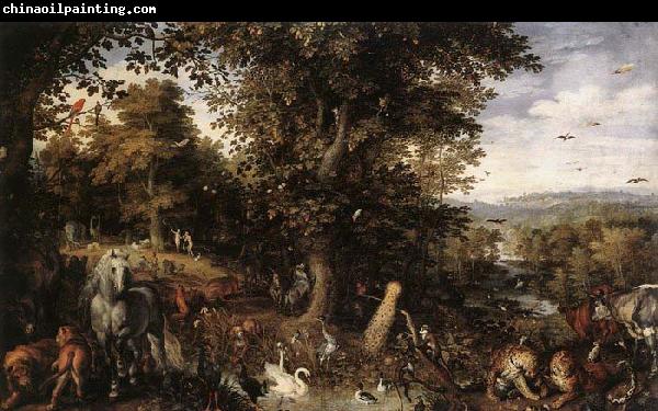 BRUEGHEL, Jan the Elder Garden of Eden 1612 Oil on copper