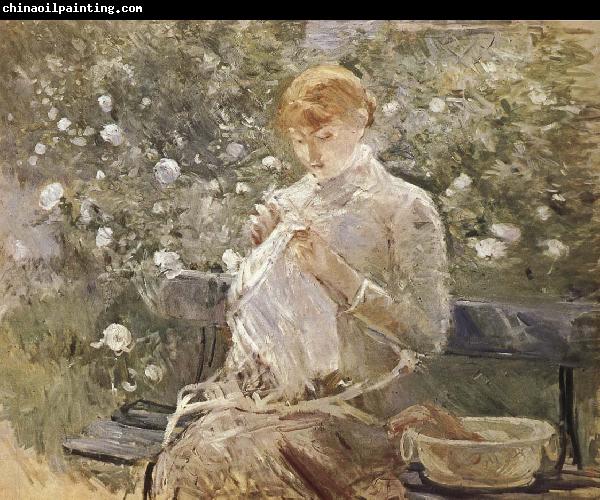 Berthe Morisot The Woman sewing at the courtyard