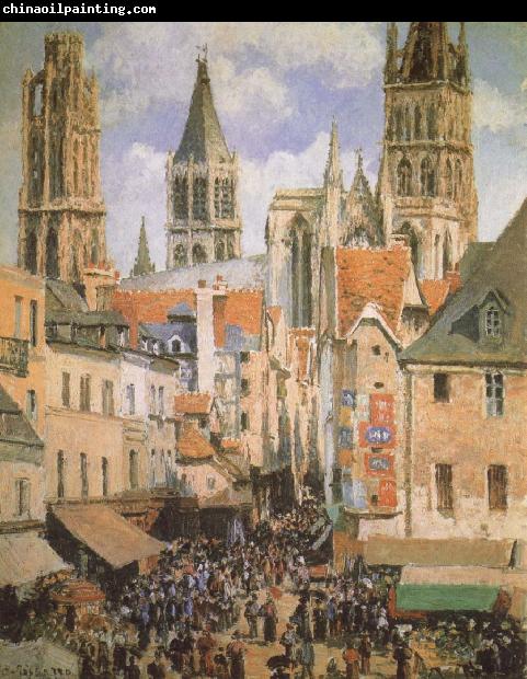 Camille Pissarro The Old Market-Place in Rouen and the Rue de I-Epicerie