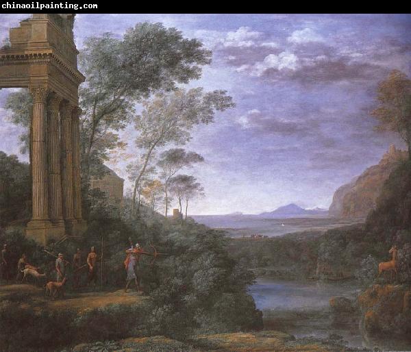 Claude Lorrain Landscape with Ascanius shooting Silvia deer