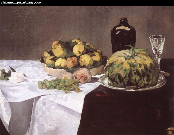 Edouard Manet Stilleben with melon and peaches