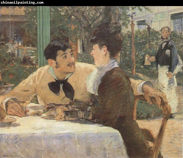 Edouard Manet In the Garden Restaurant of Pere Lathuille