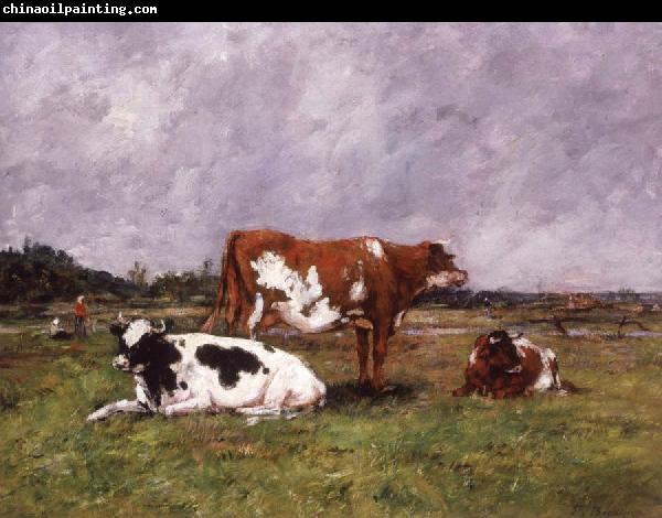 Eugene Boudin Cows in a Pasture