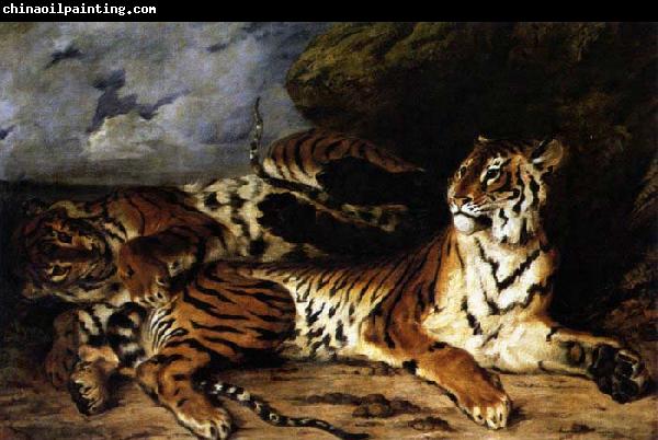 Eugene Delacroix A Young Tiger Playing with its Mother