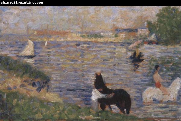 Georges Seurat Horses in the Seine