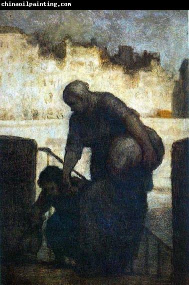 Honore  Daumier Laundress on the Quai d'Anjou