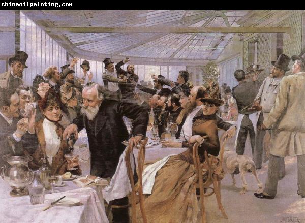 Hugo Birger Scandinavian Artists Breakfasting at the Cafe Ledoyen