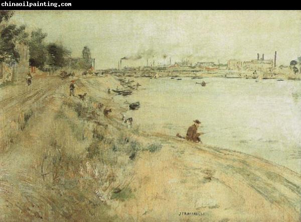 Jean-francois raffaelli Fisherman on the Bank of The Seine